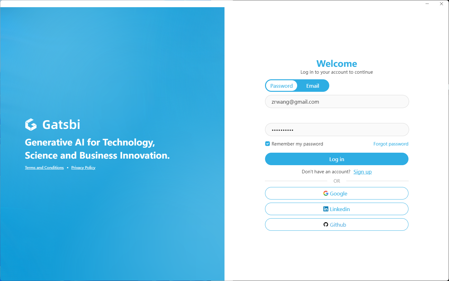 Gatsbi Login Interface