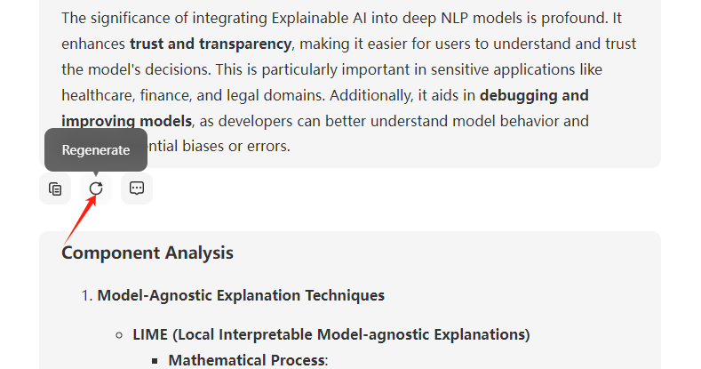 Regeneration of the analyses